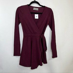 Urban Outfitters Kimchi Blue Briella Wrap Romper Wine  Size Small